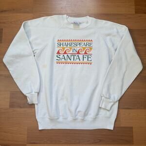 Vintage 80's Shakespeare in Santa Fe New Mexico White Crewneck Sweatshirt Sz L